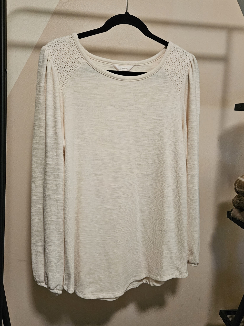 LC Lauren Conrad Cream Long-Sleeve Top Size Medium NWT